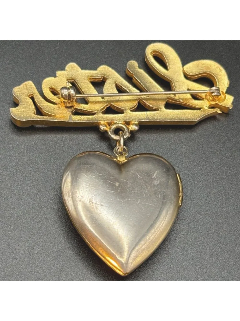WWII Army Signal Corps Sweetheart Locket Brooch Pin Kinney Mother of Pearl